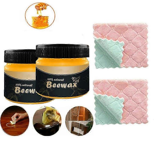 Juego de 2 abrillantadores de cera de abejas para muebles y madera Cera de abejas natural para todo tipo y color de madera