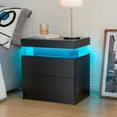 thumbnail image 3 of Cubehom Nightstand Set of 2 LED  Bedside with 2 Drawers Wood for Adults Bedroom Room Black, 3 of 8