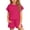 Hot Pink, variant on 2 PC Girls Crew Neck Homewear Set Short Sleeve Top and Drawstring Shorts with Pockets Soft Casual Summer Outfit for Big Girls