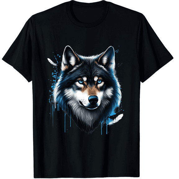 Wolf with Blue Eyes T-Shirt for Men Women