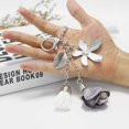 thumbnail image 2 of Flower Keychain Rhinestone Tassel Leaf Key Ring Women Wallet Bag Pendant Charms Gray, 2 of 8
