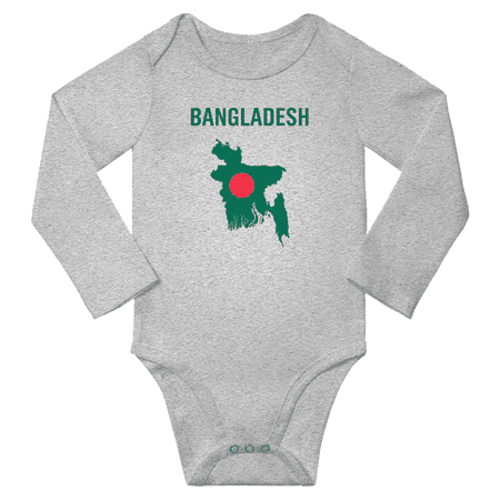 

Bangladesh Flag Map Baby Long Slevve Rompers Bodysuit (Gray 6-12 Months)