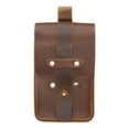 thumbnail image 6 of 2x PU Leather Men Belt Pouch Fanny Pack Retro Style Purse for Travel Holiday Sports Unisex L Dark Brown and S Brown, 6 of 8