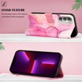 thumbnail image 3 of Allytech Moto G51 5G Case Wallet,Stylish Marble Folding Kickstand Full Body Protection Shockproof Cards Pocket Wrist Strap Wallet Cover for Motorola Moto G51 5G - Pink Marble, 3 of 7