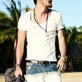 thumbnail image 2 of Men's Summer T-shirt, Cotton Slim Fit Athletic Bodybuilding T-Shirts Muscle Short Sleeve Large V Neck Tee Men Top, 2 of 5