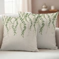 thumbnail image 2 of Green Eucalyptus Leaves Outdoor Pillow Covers 20x20 Set of 2,Waterproof Patio Throw Pillowcase Protectors,Rustic Weep Botanical Leaf Beige Decorative Pillow Shams Cushion Covers for Seat Bed Couch, 2 of 8