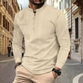 thumbnail image 2 of Nmnitkp Men's Linen Roll Up Long Sleeve Shirt Cotton Casual Beach Shirts Henley T-Shirt Band Collar Vacation Tops ​​​​​​​​​High-Quality and Healthy Fabric Men's Long Sleeve Shirt, 2 of 9