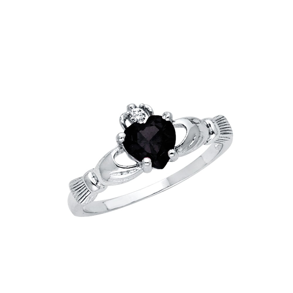 Jewels By Lux Sterling Silver Rhodium Polished Diamond Heart Ring
