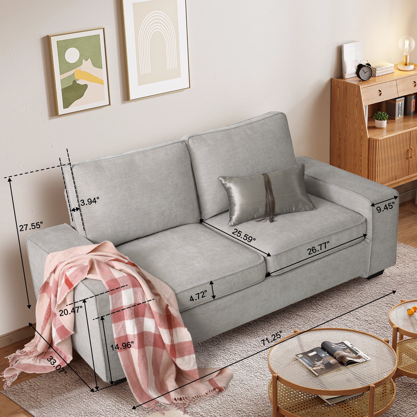 Fairyland Grey Modern Loveseat Sofa, 2 Seater, Living Room Fairyland Grey Modern Loveseat Sofa, 2 Seater, Living Room