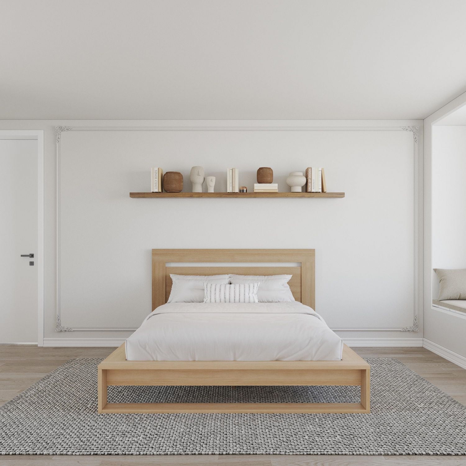 Morgan Queen Size Bedset with Headboard and Slatted Bedframe