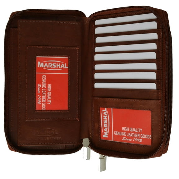 Ladies Checkbook Organizer Genuine Leather Zip Around Clutch Wallet 4575 CF