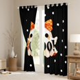 thumbnail image 2 of jejeloiu Spooky Ghost Curtains Pack of 2 (42x84 Each),Halloween Theme Curtains Blackout,Orange Dot Bowtie Bedroom Curtains For Girls Boys,Super Cozy Room Decor, 2 of 5