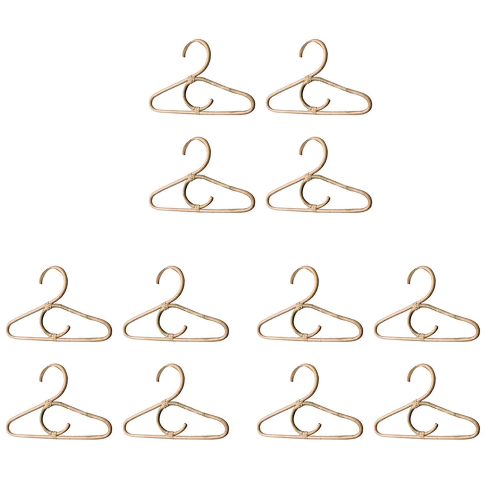 12Pcs Rattan Clothes Hanger Nordic Style Kids Garments Organizer Rack