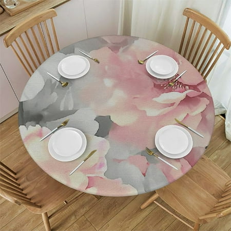 

SHERONV Flowers Round Tablecloth Stain-Resistant Washable 100% Polyester Home Kitchen Outdoor Decoration Table Cloth 42 -46