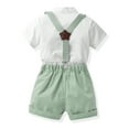 thumbnail image 3 of WOYY Boys Outfits Short Sleeve Button-Down Shirt Suspenders Shorts Set, Sizes 9-12M, 3 of 3