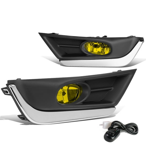 DNA Motoring FL-ZTL-275-AM For 2017 to 2018 Honda CRV Front Driving Fog Light Lamp Chrome Bezel Switch Amber Lens