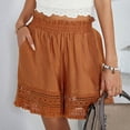 thumbnail image 4 of Pantalones cortos para mujer pantalones cortos de encaje de cintura alta informales de verano con dos bolsillos cintura elástica pantalones cortos sueltos para el trabajo ANGGREK  Otros, 4 of 6
