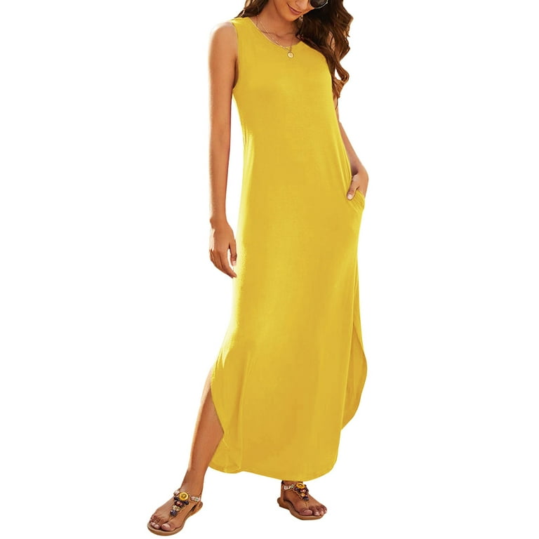 Women's Casual Summer Sleeveless Dress Loose Split Dresses With Pockets Day  Dress Business Casual Dress Casual Shirt Dress for Women Ladies Dress  Summer Summer Dress Short Dress for Women Junior Woman -