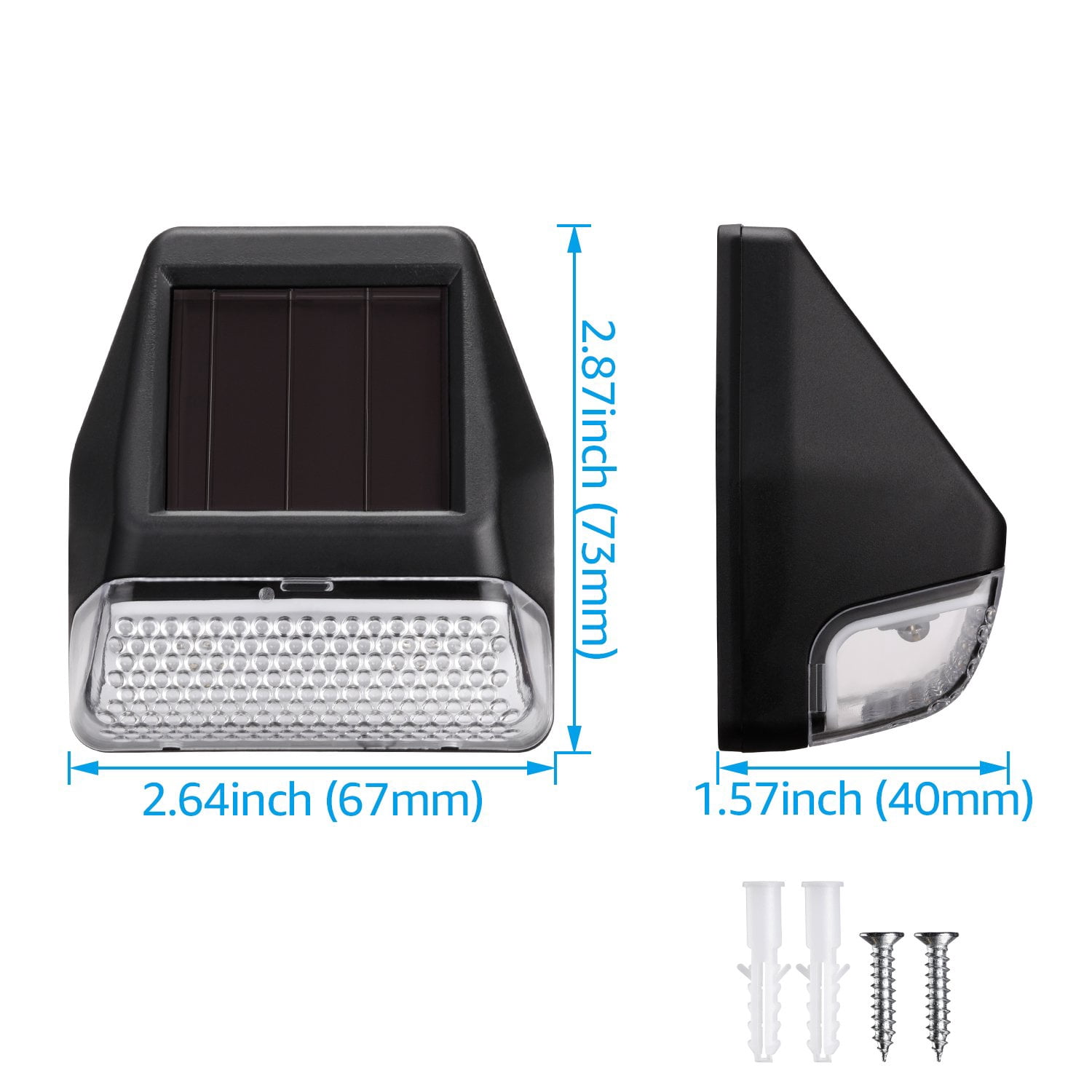 TORCHSTAR Dusk-to-Dawn LED Solar Fence Lights for Patio, Backyard, Stairs, 4000K Cool White, Black, Pack of 6