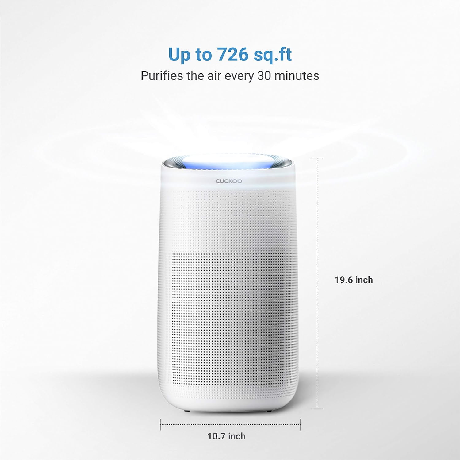 Cuckoo Air Purifier – H13 True HEPA, 726sq.ft. Coverage, Carbon Filter, Auto+ Mode, UV‑C (CAC-J1510FW)
