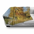thumbnail image 3 of Fall Soft Flannel Fleece Throw Blanket, Maple Trees in the Rural Countryside Natural Landscape Tranquil View, Cozy Plush for Indoor and Outdoor Use, 50" x 60", Pale Blue Yellow Green, by Ambesonne, 3 of 6
