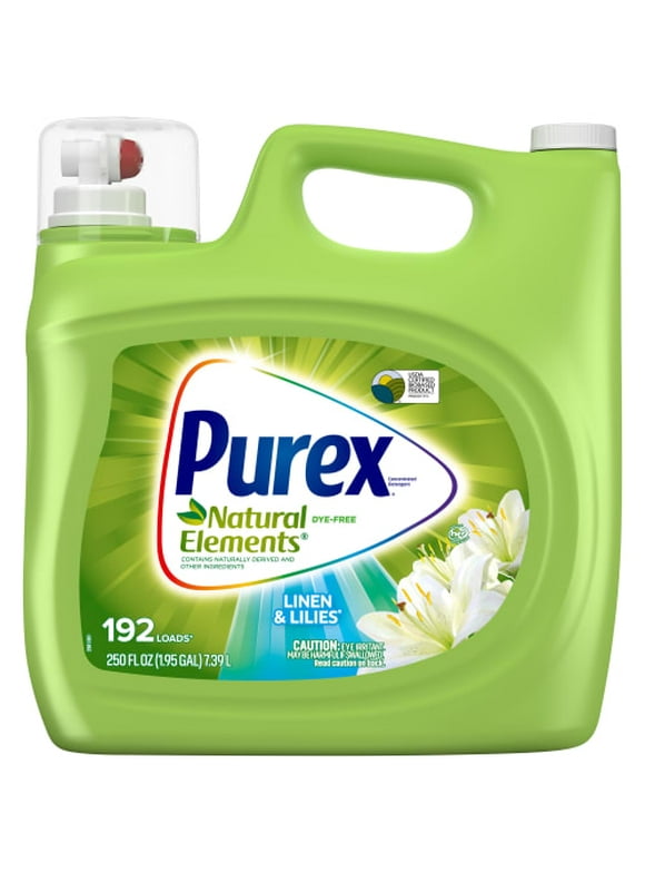 Purex Liquid Laundry Detergent, Natural Elements Linen & Lilies, 250 Fluid Ounces, 192 Loads