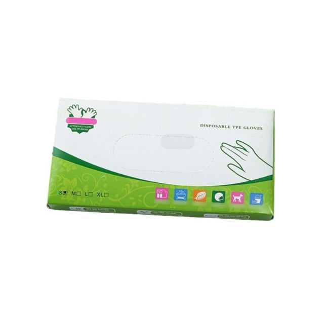 100Pcs Food Grade Tpe Disposable Gloves Transparent Thickened Film Gloves Latex Free And Powder Free For Food Preparation Cleaning And Multipurpose Use (Large Size)