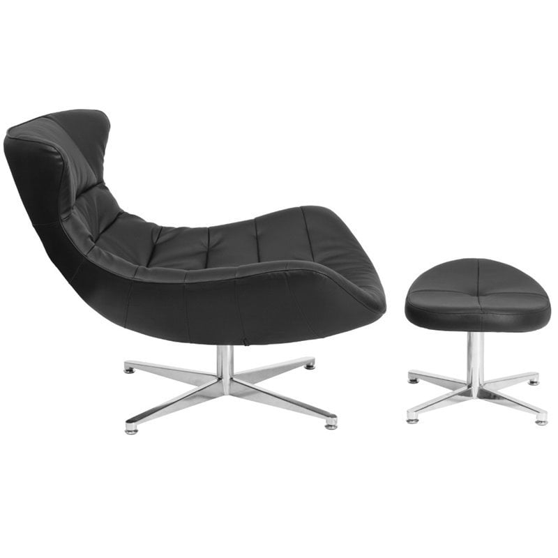 Flash Furniture Leather Cocoon Chair And Ottoman In Black Walmart Canada