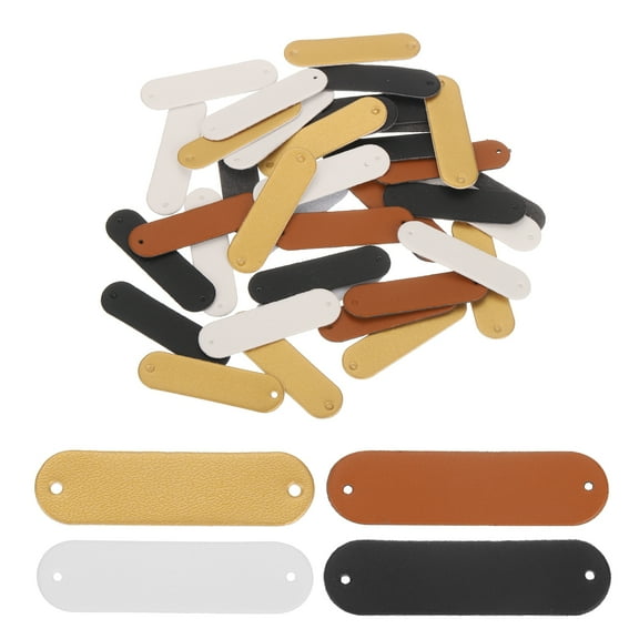 Uxcell 40 Pack Handmade Leather Labels, Handmade Tags Button 45x12mm, 4 Colors