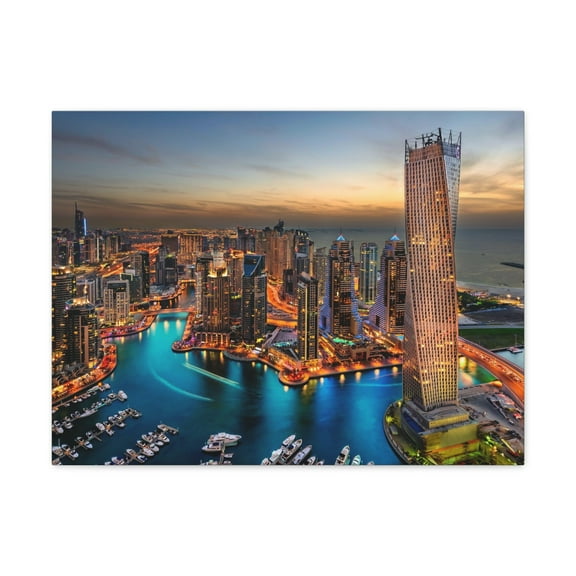 Dubai Night Skyline Canvas Artwork Breathtaking Stunning Cityscape for Home Decor Ready to Hang