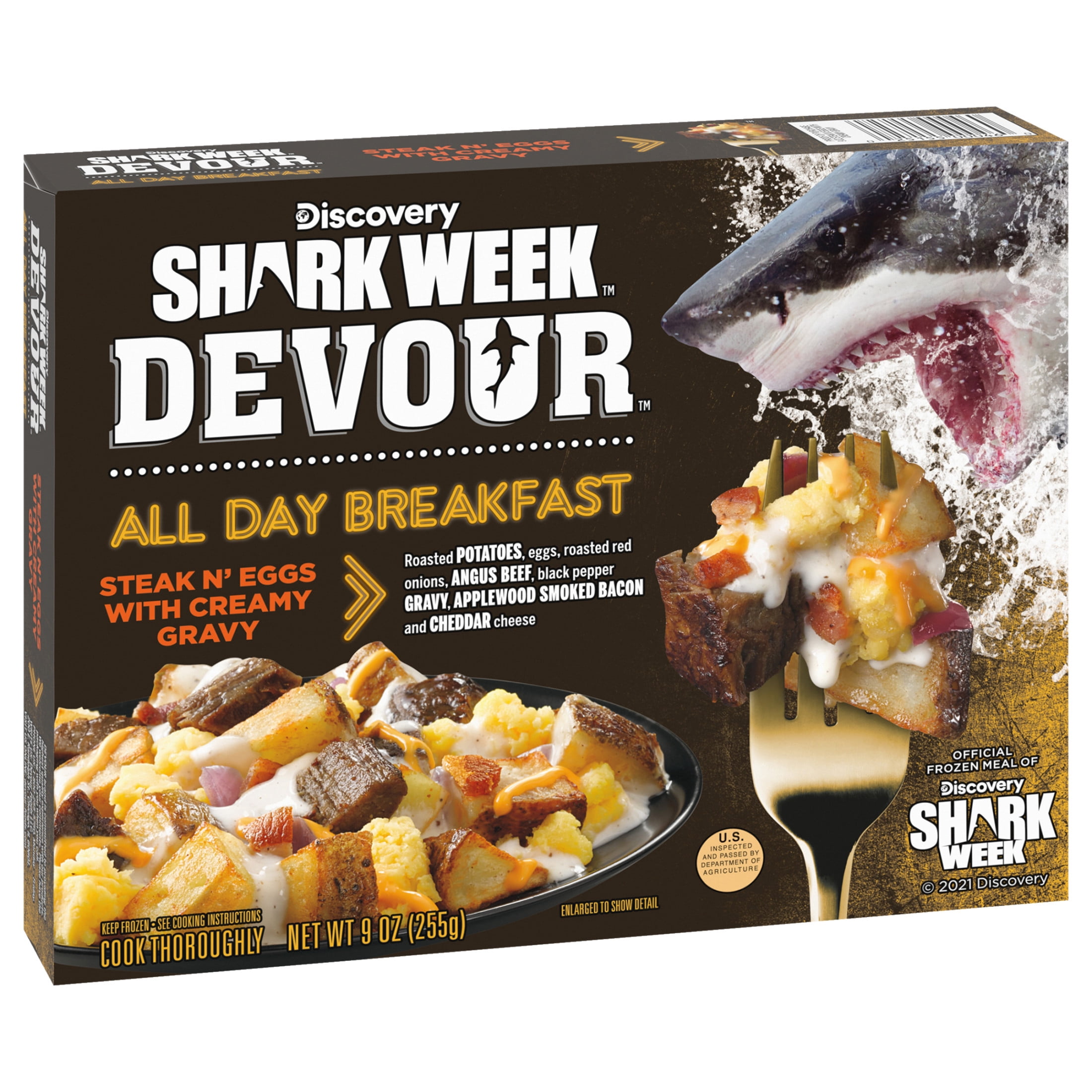 DEVOUR All Day Breakfast Steak N' Eggs with Smoked Bacon, Potatoes, Cheddar Cheese & Creamy Gravy Frozen Meal, 9 oz Box