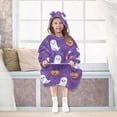 thumbnail image 7 of FORMRS Wearable Blanket Hoodie with Sleeves for Kids Cozy Flannel Sweatshirt, Halloween Purple Ghosts, 7 of 7