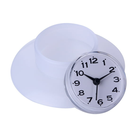 Wall Clock - Bathroom Kitchen Mirror Suction Wall Clock Shower Waterproof Quartz Clocks Decoration (Color : White)