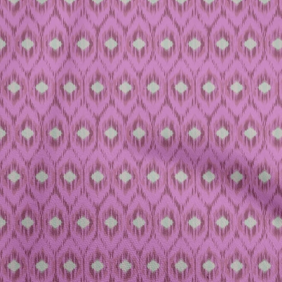 oneOone Polyester Spandex Pink Fabric Ikat Quilting Supplies Print Sewing Fabric By The Yard 56 Inch Wide