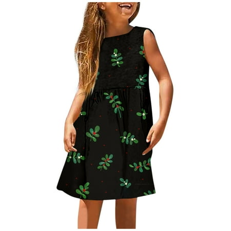 

LUOGENLI Girls Dresses Size 7-8 Fancy Girls Fashion Cute Spring and Summer Printed Round Neck Sleeveless Casual Dress Girls Dress Shoes Size 3 Girls Dresses Size 7 Fancy 11-12