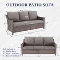 thumbnail image 2 of Gymojoy 3-Seat Brown Wicker Outdoor Patio Sofa Couch, Patio All-weather Seactional with Cushion, Gray, 2 of 6