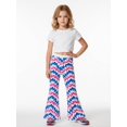 thumbnail image 2 of 5-6Y Girls Colored Flared Pants Digital Print Trousers Slim-Fit Wide Leg Flare for Spring Summer Autumn, 2 of 6