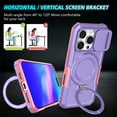 thumbnail image 6 of Allytechgroup Magnetic For iPhone 16 Pro Max Case with Ring, [1x Screen Protector] [Slide Camera Cover] Military Grade Drop Protection Back Cover For iPhone 16 Pro Max, Purple, 6 of 10