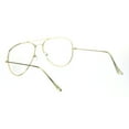 thumbnail image 4 of Trendy Oversized Officer Style Tear Drop Shape Metal Clear Lens Eyeglasses Shiny Gold, 4 of 4