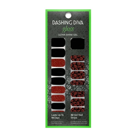 Dashing Diva Gloss Ultra Shine Gel Nail Stickers Palette, Halloween Collection, Hallow Queen, 32ct