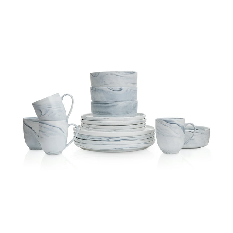 Free Shipping! Stone Lain 16 Piece Porcelain Gray Marble