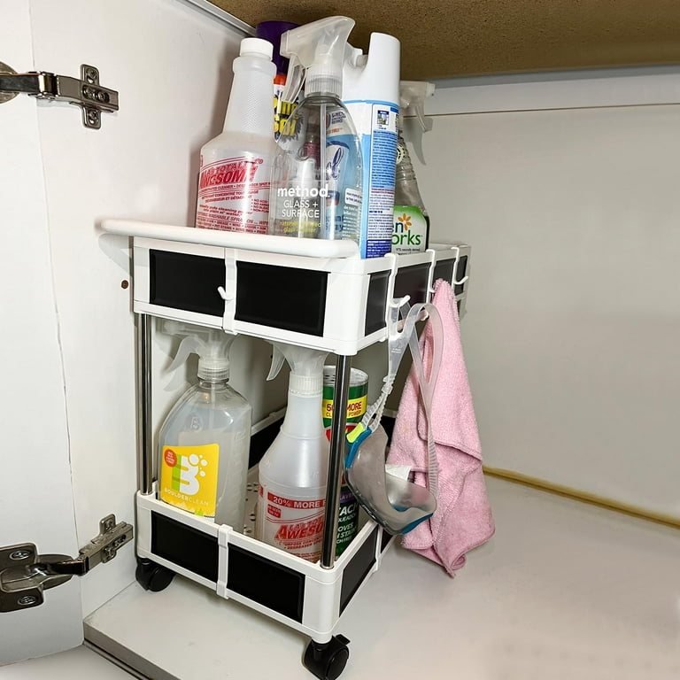 Adjustable Height under Sink Organizers and Storage, 2 Tier Sliding  Bathroom Organizer under Sink,Multipurpose under Kitchen Sink Organizers  and Storage with 4 …