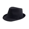 thumbnail image 2 of Bxsruta Men Women Fashion Stripe Straw Hat Sun Protection Breathable British Jazz Style Fedora for Summer Beach Daily Wear, 2 of 5