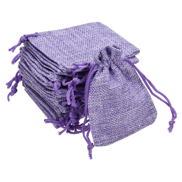 Unique Bargains Linen Burlap Bags with Drawstring for Gifts,DIY Craft Purple 7 x 9cm 12pack