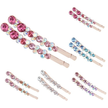 Anvazise Elegant Shiny Rhinestone Hairpin Slide Clip Women Fashion Party Cocktail Decor Blue