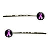 Breast Cancer Pink Ribbon on Black Bobby Pin Hair Clips