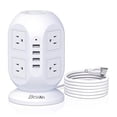 thumbnail image 1 of Multiprise, BESFAN Rallonge de 10 Pieds avec 8 Prises AC et 4 Ports USB, Multiprise avec Protection contre les Surtensions, Économiseur d'Espace pour Maison, Dortoir et Bureau, 1 of 5