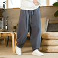 thumbnail image 4 of Pantalones de tai chi de estilo chino para hombres, pantalones de práctica de artes marciales de primavera y otoño, pantalones anchos de pierna, holgados, de algodón y lino, largos, 4 of 4