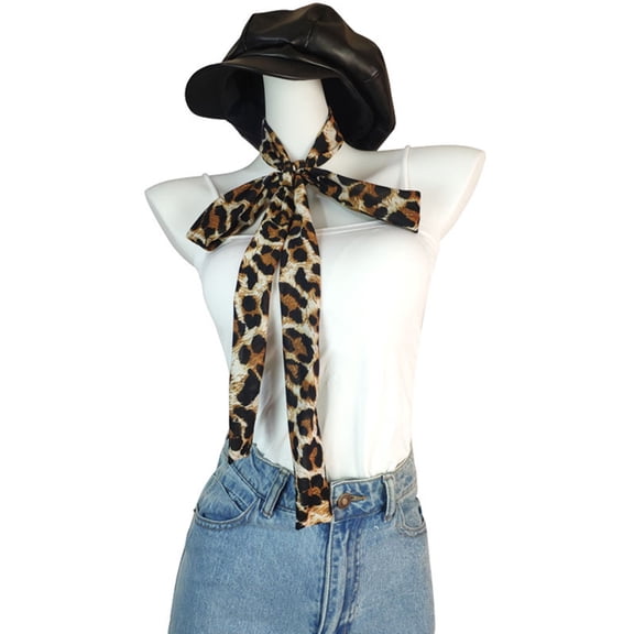 Huhudde Year 2K Leopards Print Fashion Scarf Decorative Neckerchief Daily Bag Decoration Fashion Kerchief Waistband Accessory