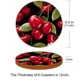 thumbnail image 3 of Cherry Microfiber Leather Round Coasters (6PCS) - Set of 6 Drink Coasters, 11x11 cm/4.3x4.3 Inches, and Heat Table Coasters for Glasses, Cups, and Mugs, 3 of 6